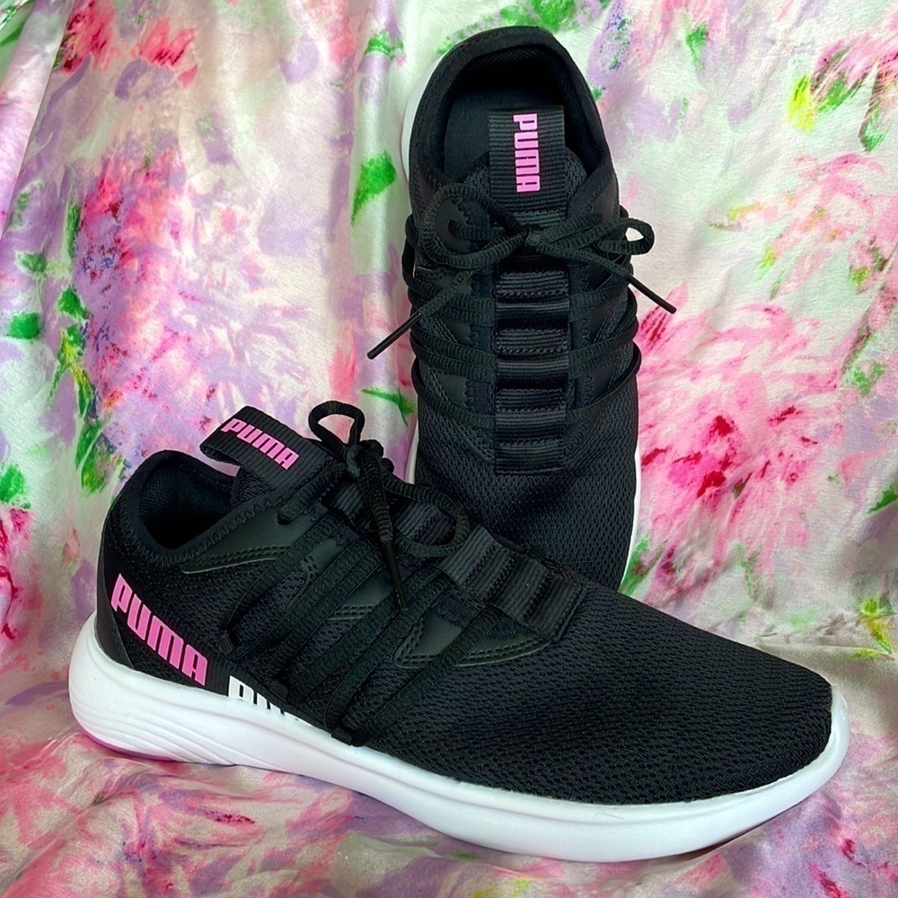 Brand New Puma Soft Foam + Optimal Comfort Black & Pink Lace Up Sneakers Running
